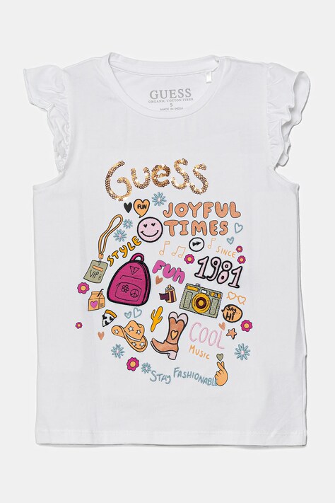 Παιδικό μπλουζάκι Guess χρώμα: άσπρο, K5GI11 K6YW4