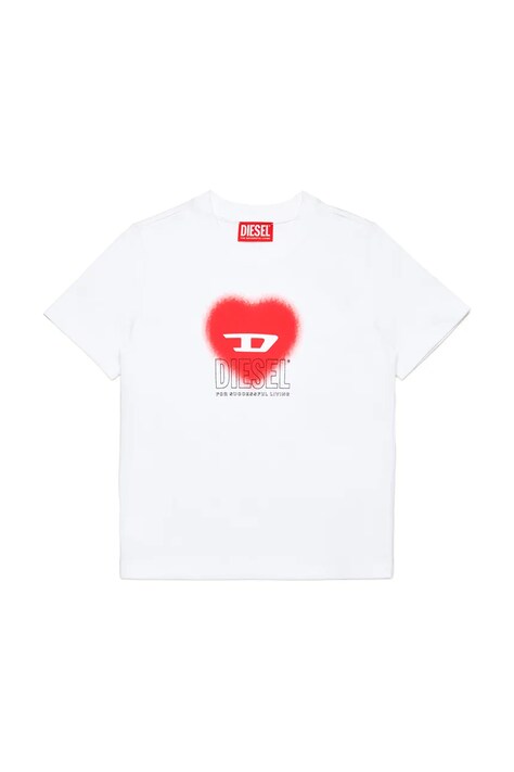 Παιδικό βαμβακερό μπλουζάκι Diesel TCUORE T-SHIRT χρώμα: άσπρο, J02233