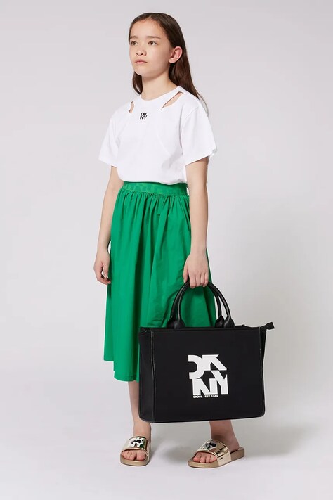 Παιδικό βαμβακερό μπλουζάκι Dkny χρώμα: άσπρο, D62316