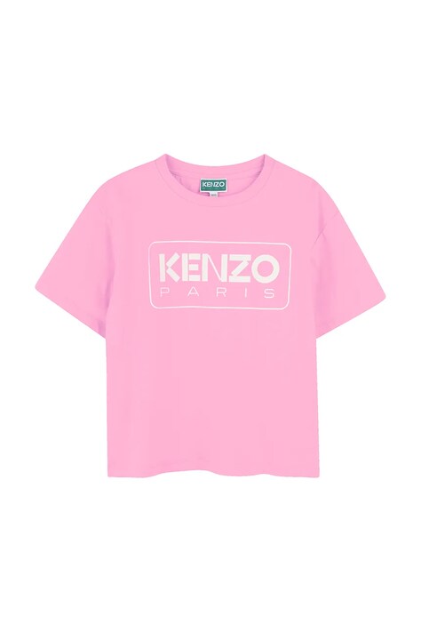 Παιδικό βαμβακερό μπλουζάκι Kenzo Kids χρώμα: ροζ, K61064