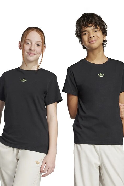 Παιδικό βαμβακερό μπλουζάκι adidas Originals χρώμα: μαύρο, JZ9940