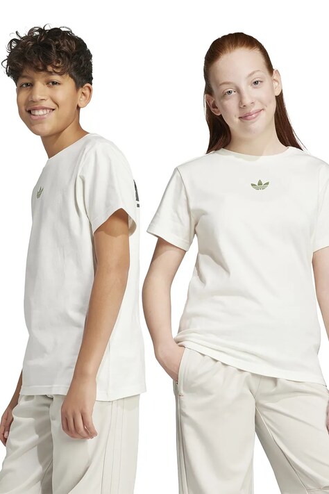 Παιδικό βαμβακερό μπλουζάκι adidas Originals χρώμα: μπεζ, JY8374