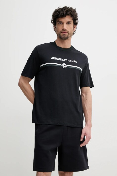 Βαμβακερό μπλουζάκι Armani Exchange ανδρικό, χρώμα: ναυτικό μπλε, XM000274 AF12308