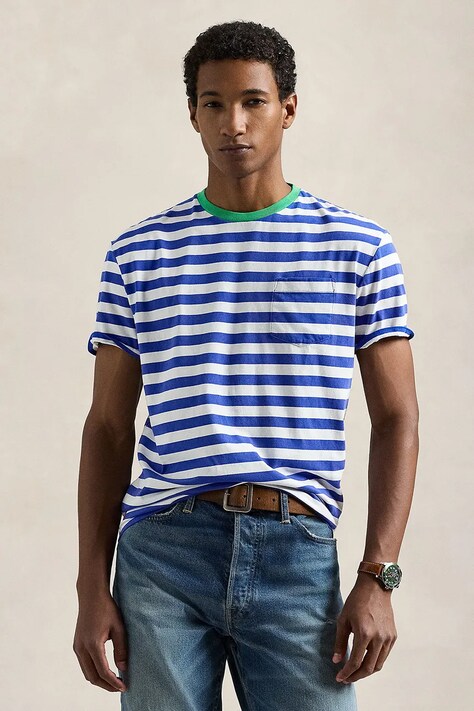 Βαμβακερό μπλουζάκι Polo Ralph Lauren ανδρικό, χρώμα: μπλε, 710958202