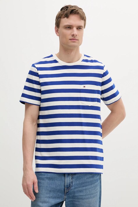 Βαμβακερό μπλουζάκι Tommy Hilfiger ανδρικά, χρώμα: μπλε, MW0MW37283