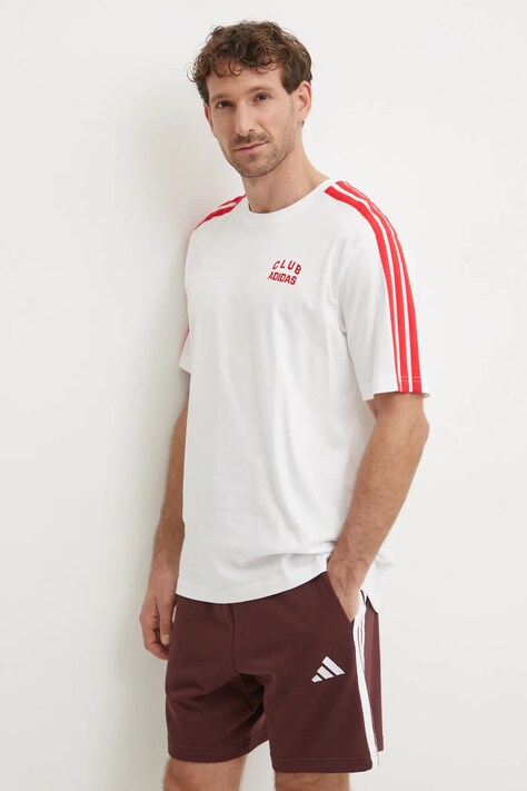 Βαμβακερό μπλουζάκι adidas M C COLLE Collegiate ανδρικό, χρώμα: άσπρο, JJ1606