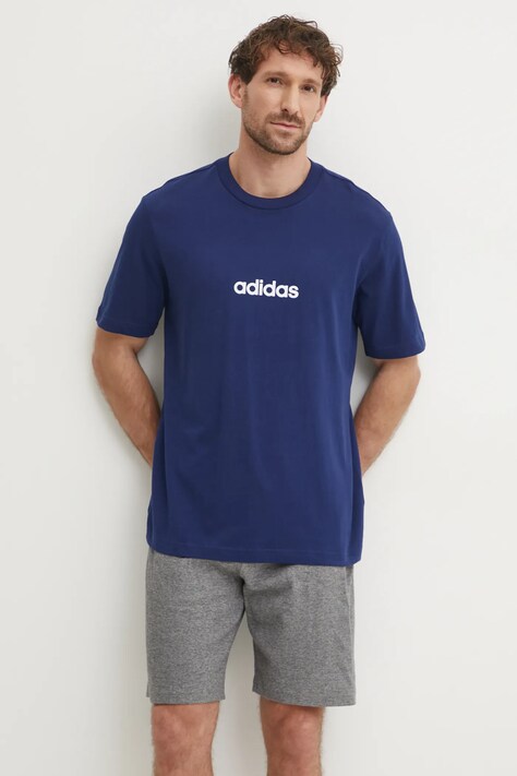 Βαμβακερό μπλουζάκι adidas Essentials Linear ανδρικό, χρώμα: ναυτικό μπλε, JE8999