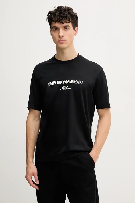 Μπλουζάκι Emporio Armani χρώμα: μαύρο, EM001033 AF10017