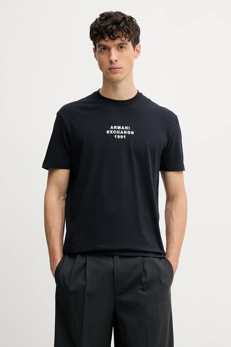 Βαμβακερό μπλουζάκι Armani Exchange ανδρικό, χρώμα: ναυτικό μπλε, XM000540 AF10362