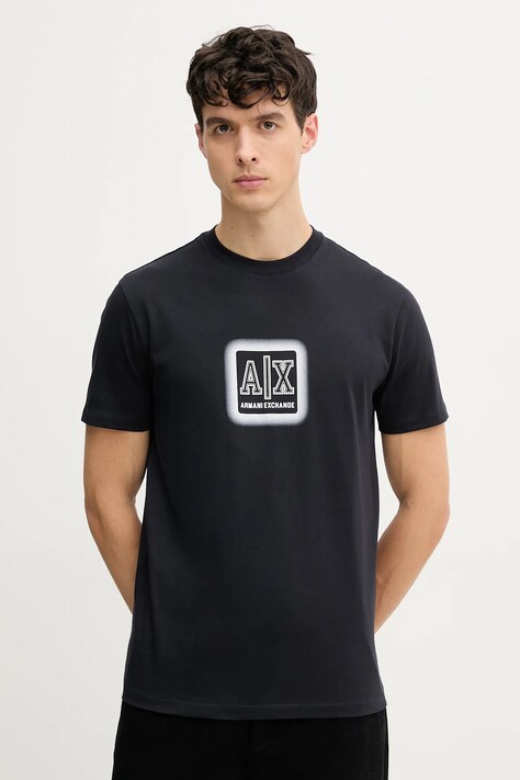 Βαμβακερό μπλουζάκι Armani Exchange ανδρικό, χρώμα: ναυτικό μπλε, XM000545 AF10361