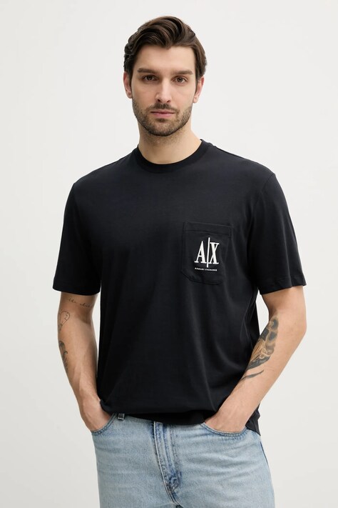Βαμβακερό μπλουζάκι Armani Exchange ανδρικό, χρώμα: ναυτικό μπλε, XM000366 AF12308