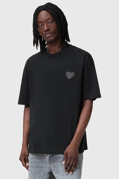 Βαμβακερό μπλουζάκι AllSaints LOVER χρώμα: μαύρο, M029PC