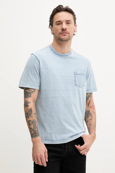 Βαμβακερό μπλουζάκι Guess Jeans ανδρικό, χρώμα: μπλε, M5GI50 KCTG1