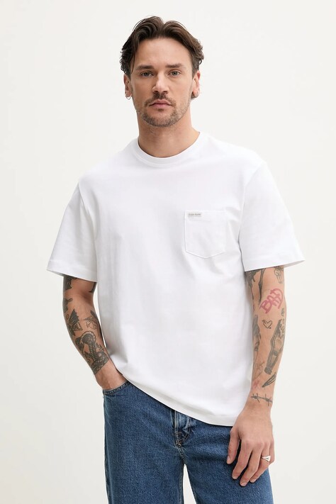Βαμβακερό μπλουζάκι Guess Jeans ανδρικό, χρώμα: άσπρο, M5RI74 K8FQ4