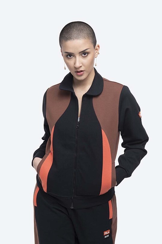 Μπλούζα Wood Wood Evonn x Fila χωρίς κουκούλα μαύρο 688378.B028