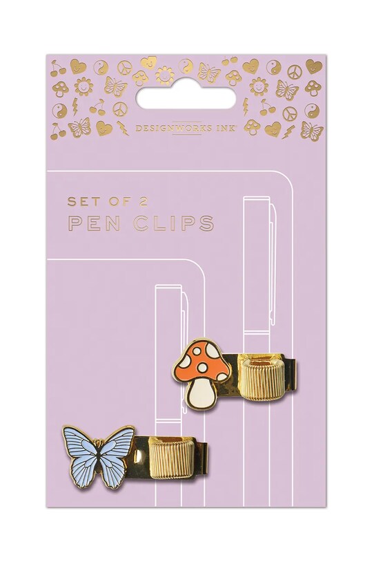 Σετ κλιπ στυλό Designworks Ink Butterfly & Mushroom 2-pack πολύχρωμο PCS.1003EU