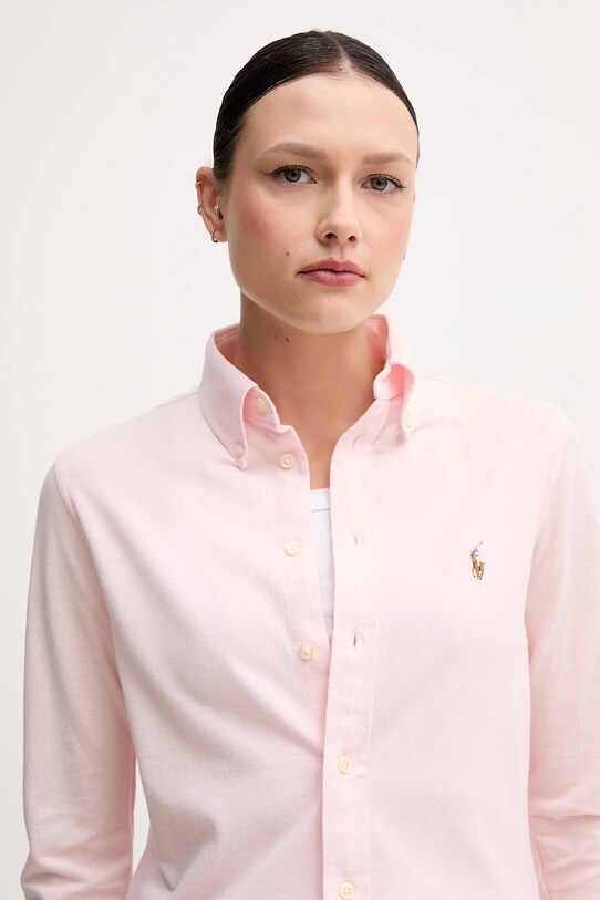 Βαμβακερό πουκάμισο Polo Ralph Lauren ροζ 211924258
