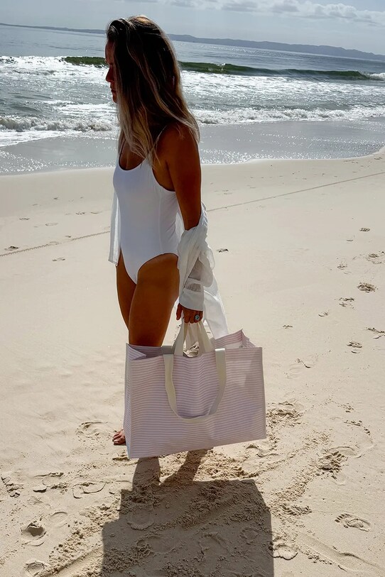 Τσάντα παραλίας SunnyLife Lazy Days Pink Stripe ροζ S51CARPK
