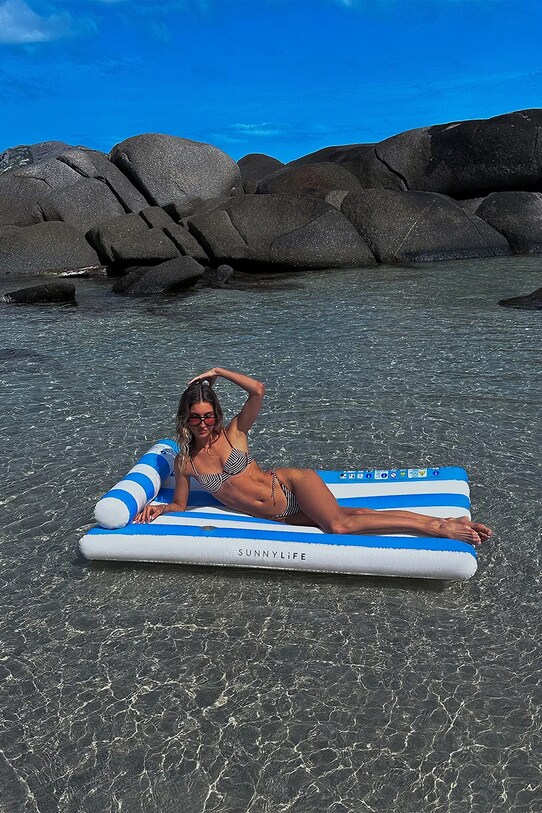 Στρώμα αέρα για κολύμπι SunnyLife Luxe Lilo Blue Stripes μπλε S3EXLLBU