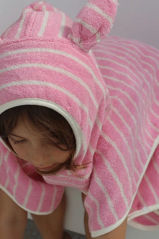 Παιδική πετσέτα με κουκούλα SunnyLife Cotton Candy Pink Stripe S51KHTPK ροζ