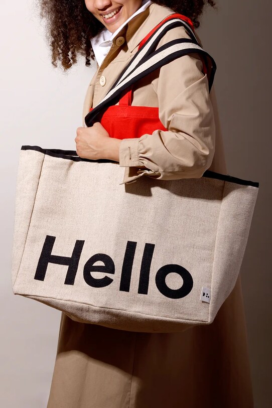 Lifestyle Βαμβακερή τσάντα Design Letters Hello 10502003NABLAHELLO μπεζ