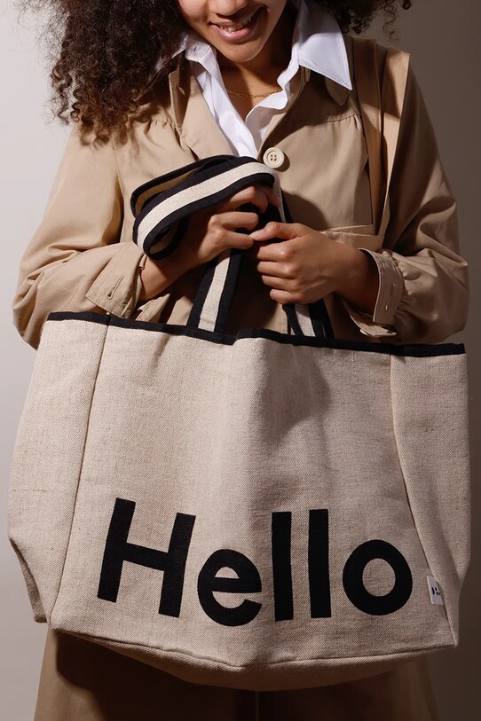 Βαμβακερή τσάντα Design Letters Hello μπεζ 10502003NABLAHELLO