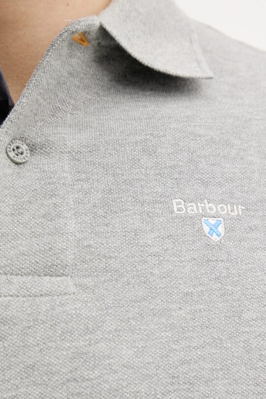 Βαμβακερό μπλουζάκι πόλο Barbour Tartan Pique Polo Shirt MML0011 γκρί