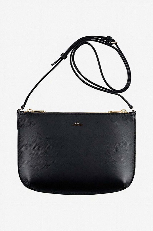 Δερμάτινη τσάντα A.P.C. Sac Sarah PXBJQ-F61404 BLACK λείο δέρμα μαύρο PXBJQ.F61404