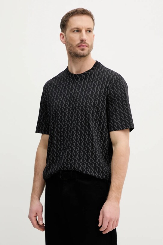Βαμβακερό μπλουζάκι Armani Exchange με μοτίβο μαύρο XM001228.AF10356.NOS