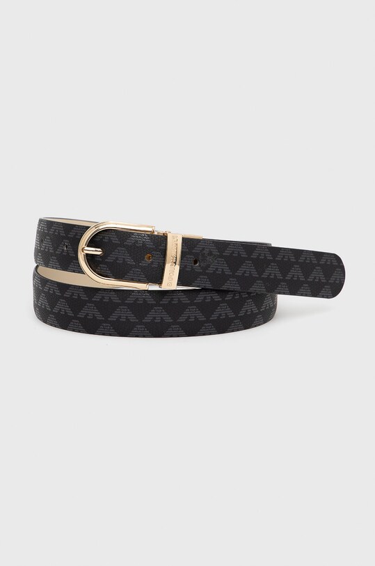 Αναστρέψιμη δερμάτινη ζώνη Emporio Armani μαύρο Y3I182.YFJ5A