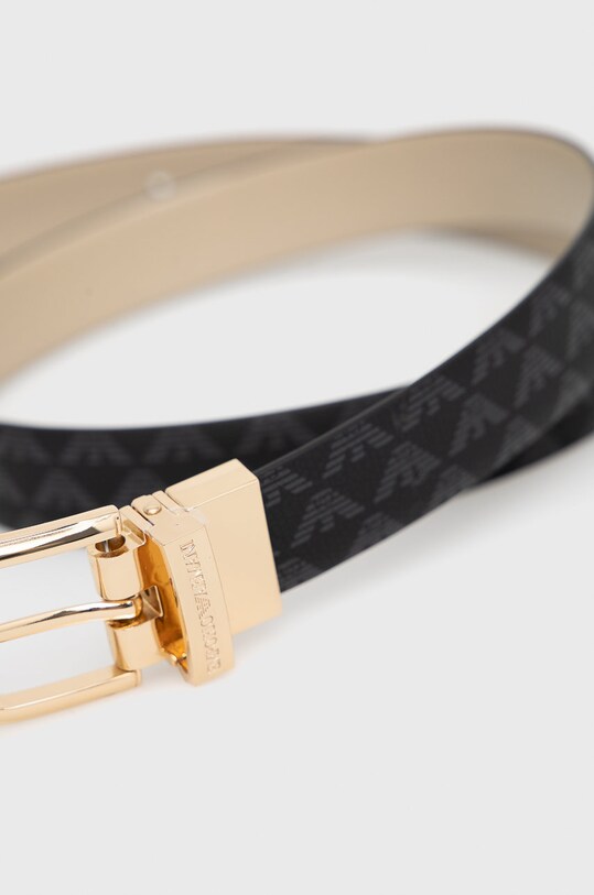 Αναστρέψιμη δερμάτινη ζώνη Emporio Armani Y3I182.YFJ5A μαύρο SS22