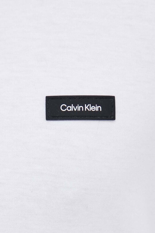 Βαμβακερή μπλούζα με μακριά μανίκια Calvin Klein K10K111847 λευκό