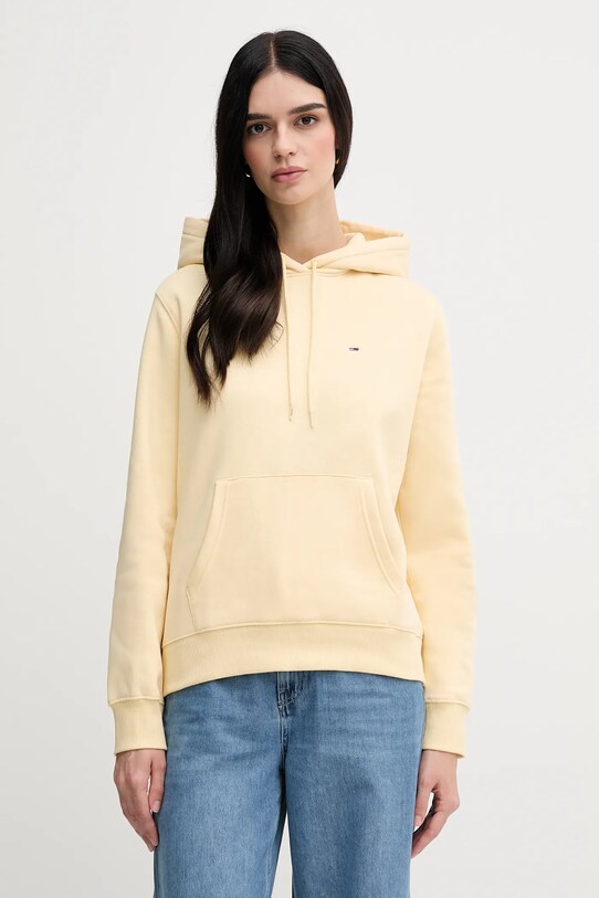 Μπλούζα Tommy Jeans με κουκούλα μπεζ DW0DW19958