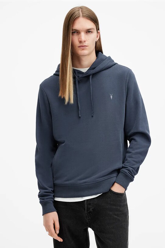Βαμβακερή μπλούζα AllSaints RAVEN OTH HOODY βαμβάκι σκούρο μπλε M003NZ