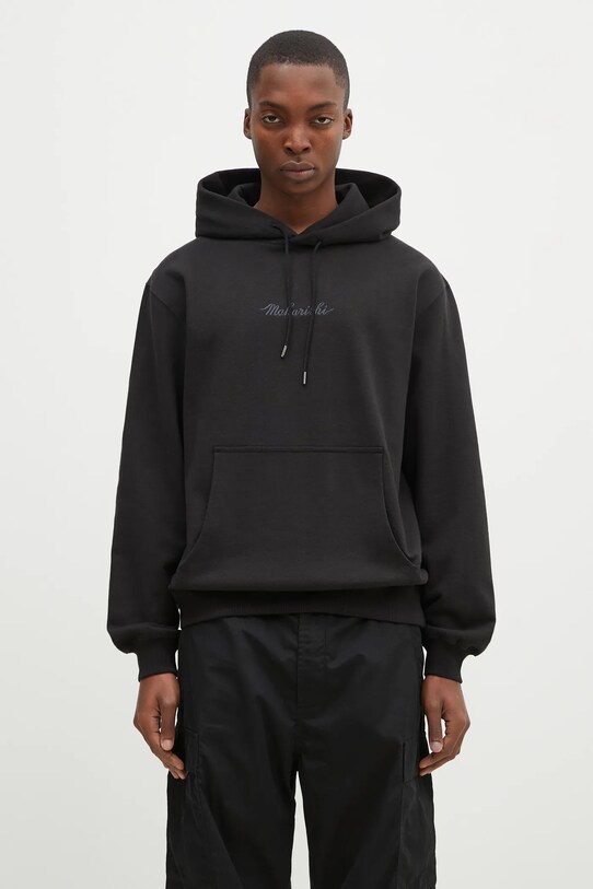 Βαμβακερή μπλούζα Maharishi Maharishi Organic Hooded Sweat με κουκούλα μαύρο 4622.BLACK
