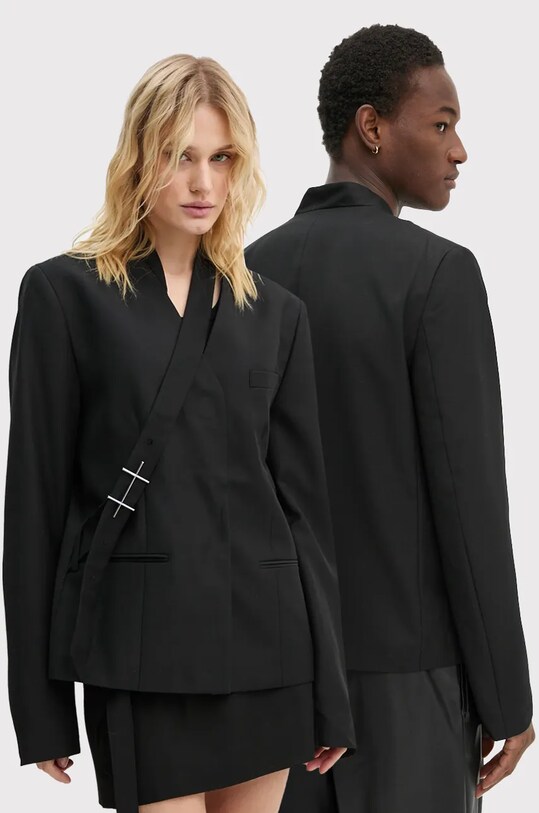 Μπλέιζερ με μίγμα μαλλιού Heliot Emil slim μαύρο AW24.M.04.045.BLK01