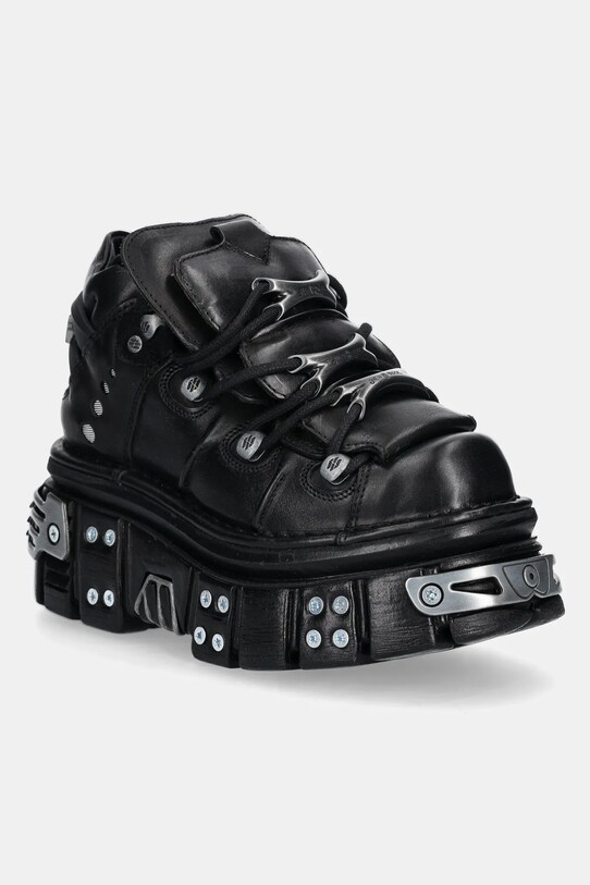Δερμάτινα αθλητικά παπούτσια New Rock ITALI NEGRO+ NOMADA NEGRO+ TOWER NEGRO E14 πλατφόρμα μαύρο M.106.S70