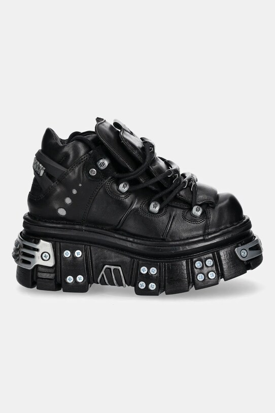 Δερμάτινα αθλητικά παπούτσια New Rock ITALI NEGRO+ NOMADA NEGRO+ TOWER NEGRO E14 M.106.S70 μαύρο AA00