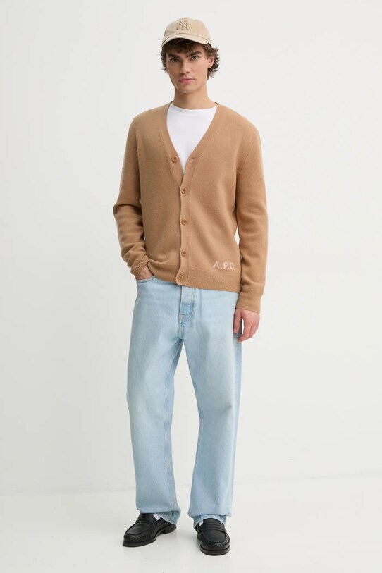 Μάλλινη ζακέτα A.P.C. kenny WVBDK.H22305 καφέ AW24