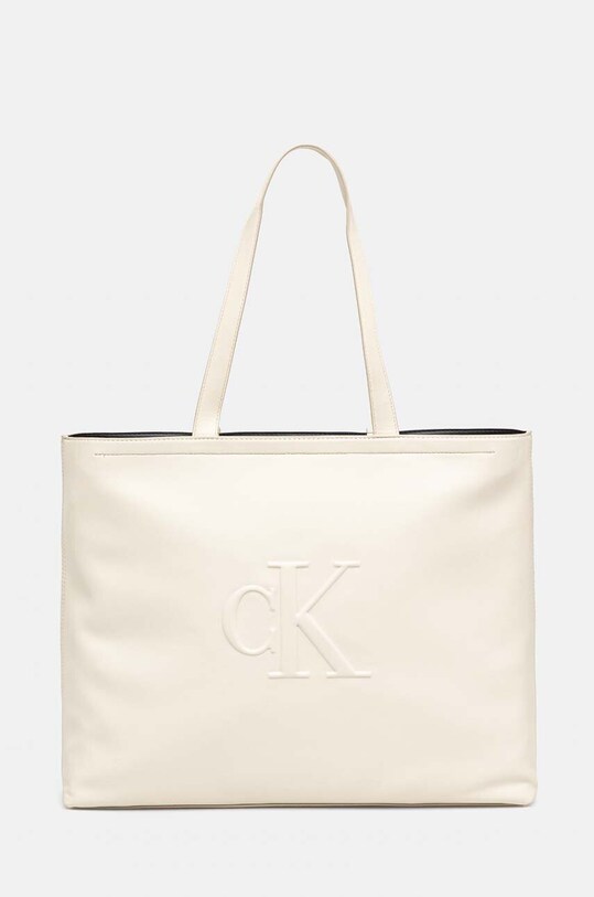 Τσάντα Calvin Klein Jeans απομίμηση λείου δέρματος μπεζ K60K612724