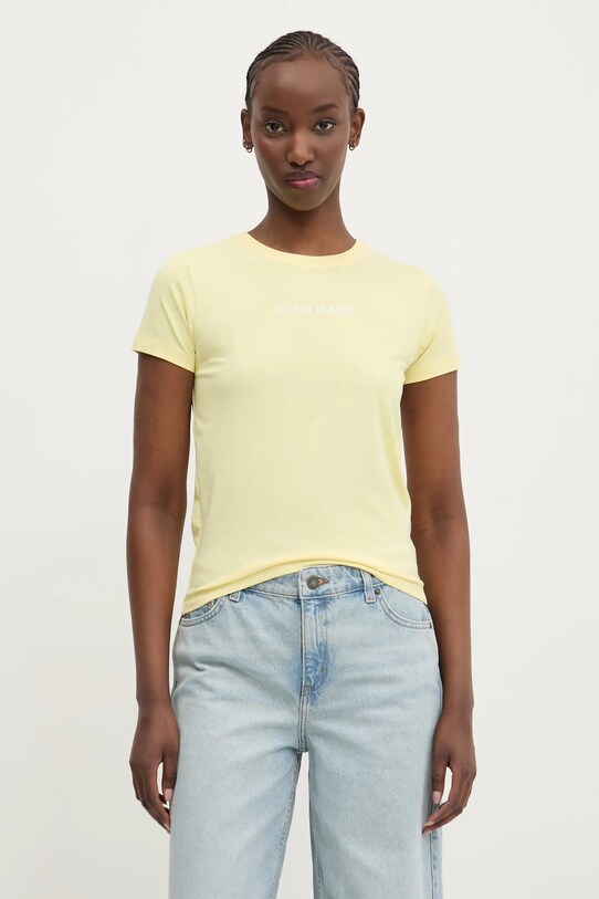 Μπλουζάκι Guess Jeans κίτρινο W4YI01.J1314