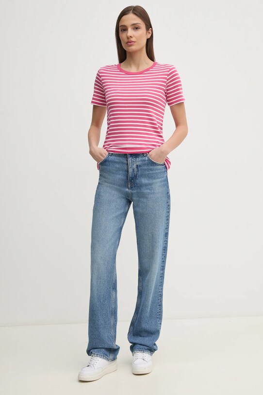 Βαμβακερό μπλουζάκι United Colors of Benetton 30YSE16A0 ροζ SS25