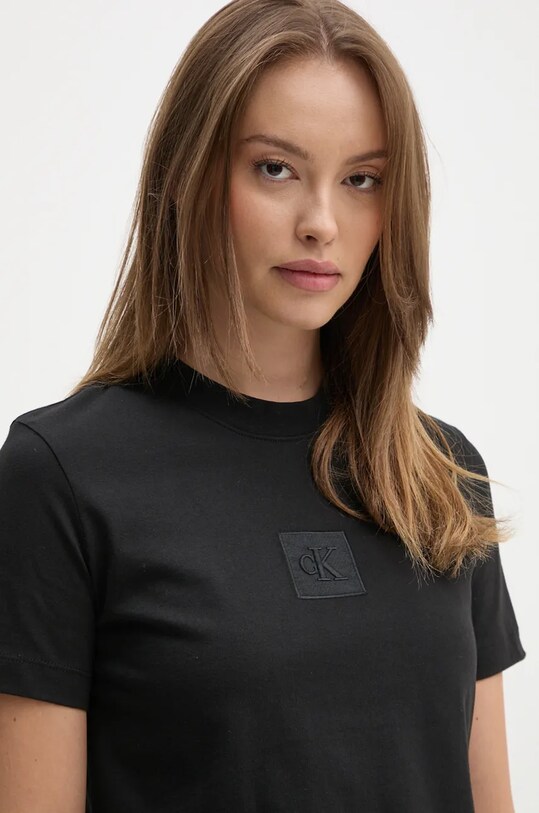 Βαμβακερό μπλουζάκι Calvin Klein Jeans μαύρο J20J224253