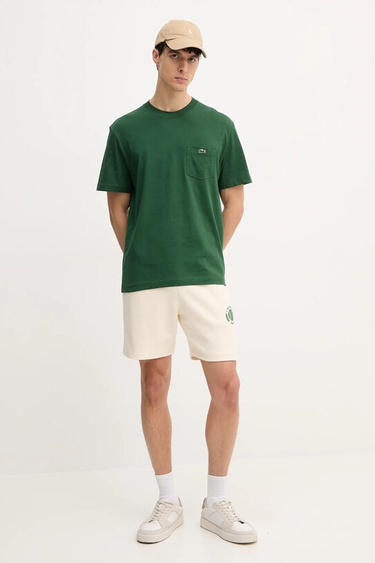 Βαμβακερό μπλουζάκι Lacoste TH2827 πράσινο SS25