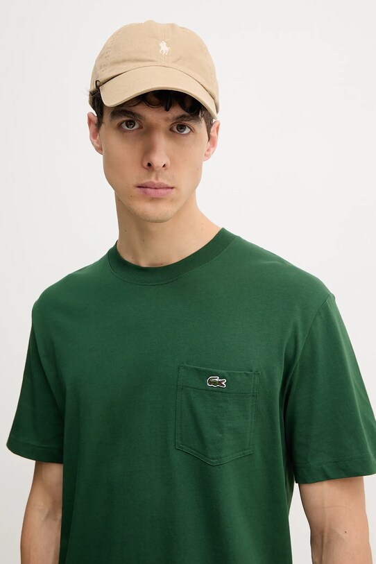 Βαμβακερό μπλουζάκι Lacoste πράσινο TH2827