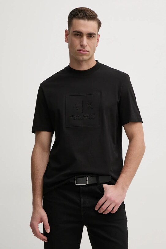 Βαμβακερό μπλουζάκι Armani Exchange βαμβάκι μαύρο XM000089.AF10361