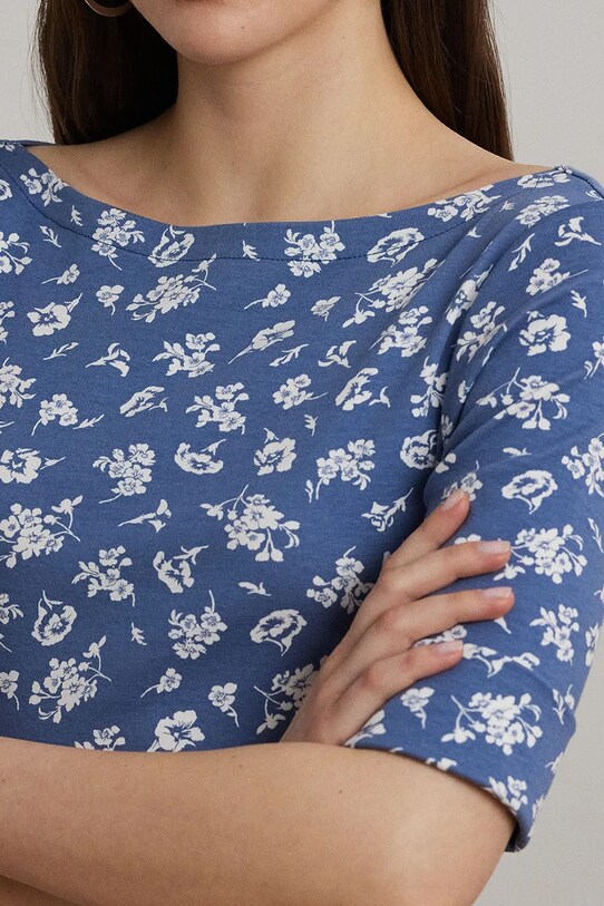 Βαμβακερό φόρεμα Lauren Ralph Lauren μπλε 200976993