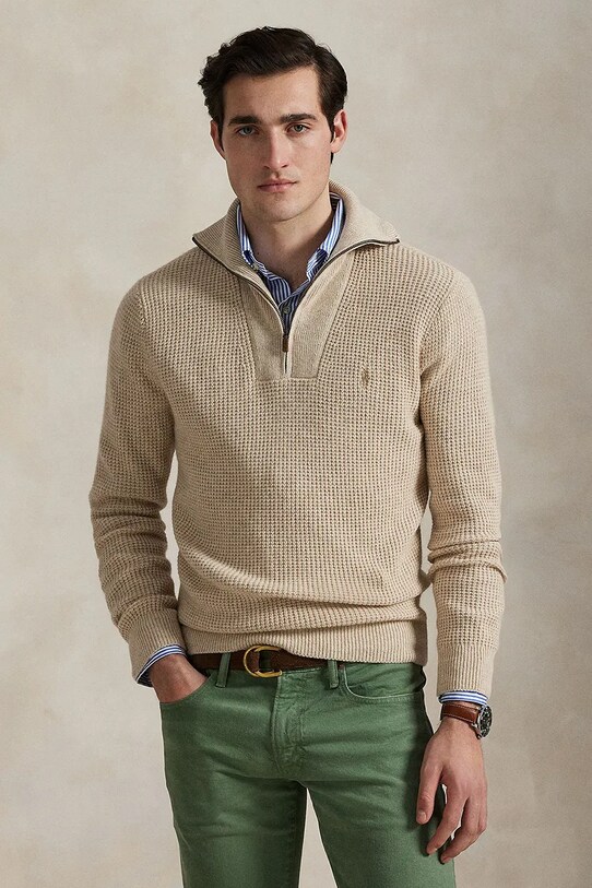 Μάλλινο πουλόβερ Polo Ralph Lauren μαλλί μπεζ 710941101