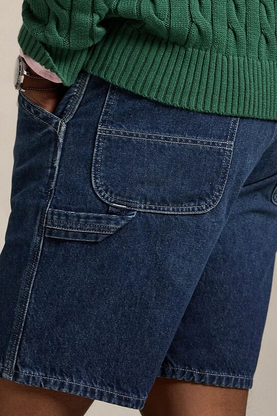 Βαμβακερό τζιν σορτς Polo Ralph Lauren λευκό 710971777