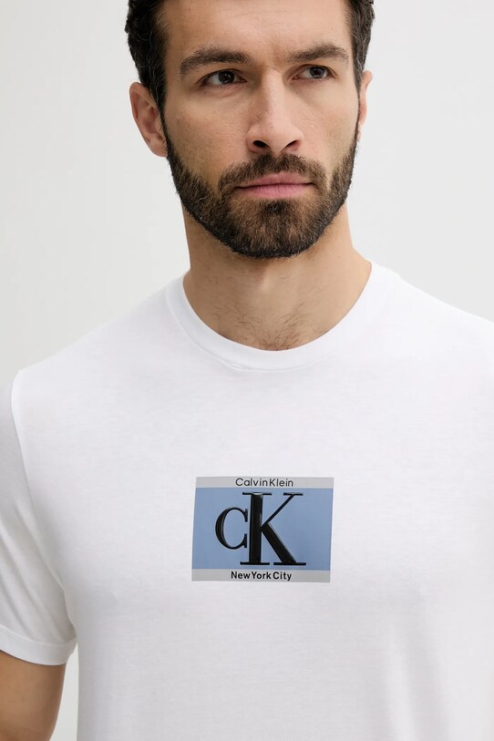 Ρούχα Βαμβακερό μπλουζάκι Calvin Klein LV04RC854G λευκό
